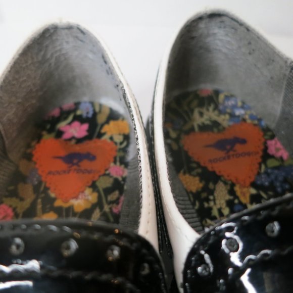 Women’s Rocket Dog Horace 8M Black White Patent Leather Oxford w Buckle - Picture 7 of 14